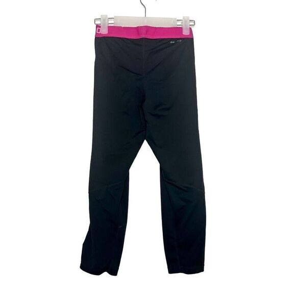Nike Dri-Fit Pro Cool Capri Running Athletic Tights Black Pink Small - Picture 2 of 5
